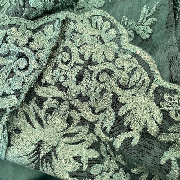 Lulus brocade embroidered Elegant Green Lace Dress - Picture 11 of 11